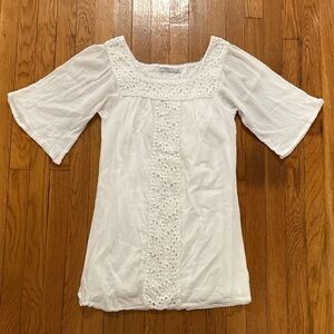 Old Navy White Lace Trim Tunic/Mini Dress